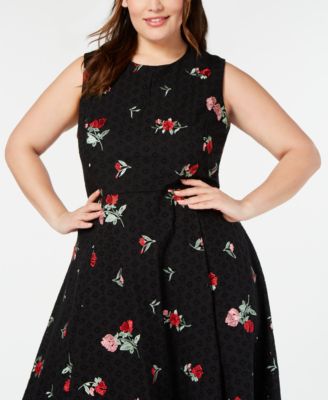 Calvin Klein Plus Size Floral-Eyelet A-Line Dress