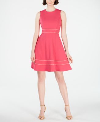 Calvin Klein Petite Embellished Fit & Flare Dress - Macy's