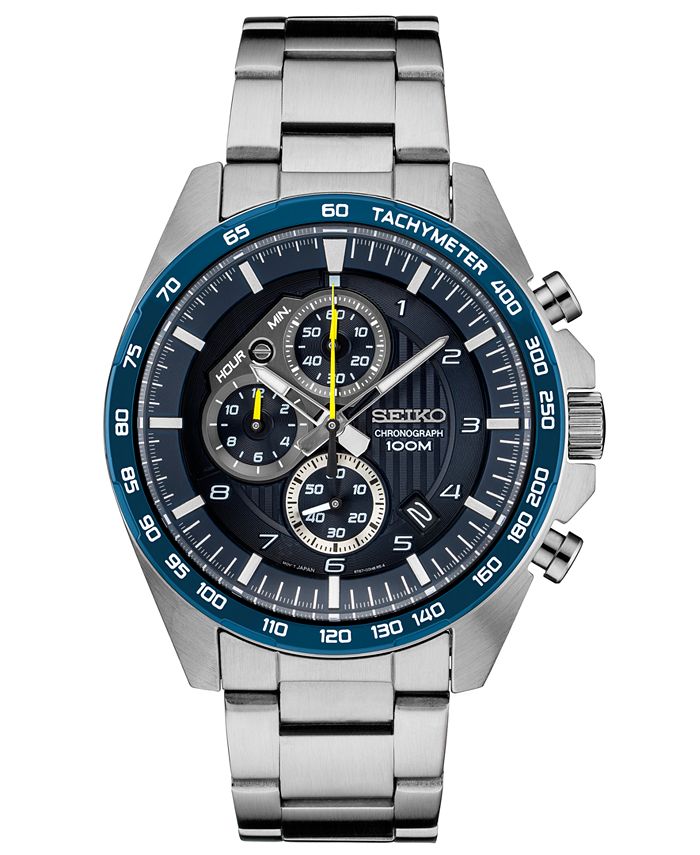 Seiko Men's Chronograph Stainless Steel Bracelet Watch  & Reviews -  All Watches - Jewelry & Watches - Macy's
