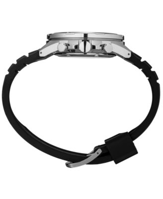 Men's Chronograph Black Silicone Strap Watch 43.9mm