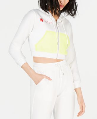 Waisted - Mesh-Neon Cropped Zip-Up Hoodie