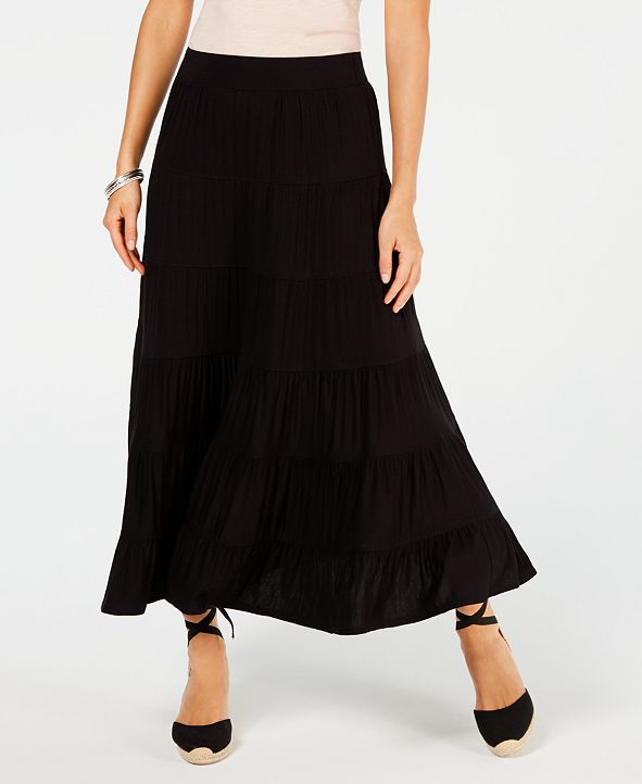 Style & Co Tiered Comfort-Waist Midi-Skirt, Created for Macy's ...
