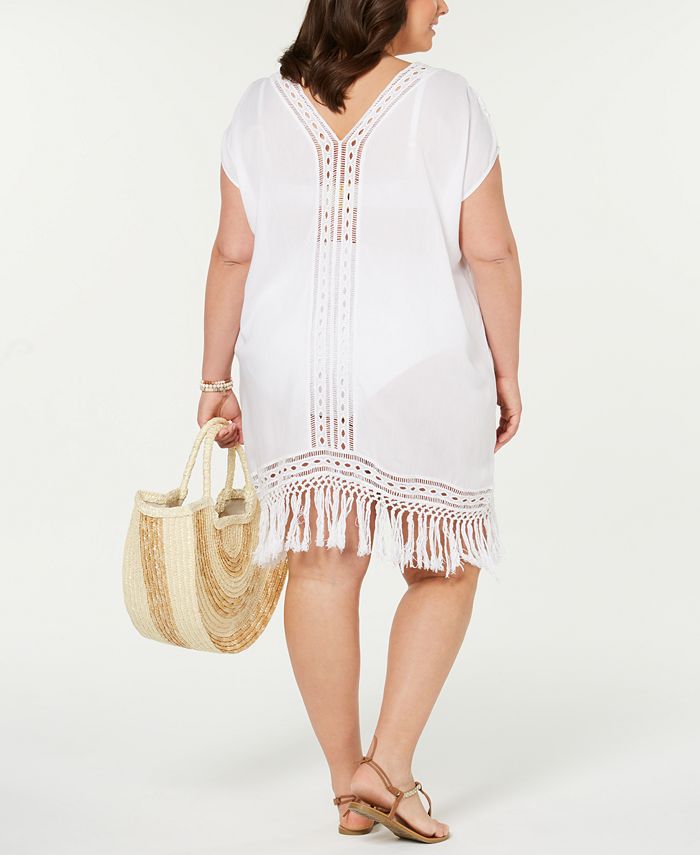 Raviya Plus Size Crocheted Fringe CoverUp Macy's