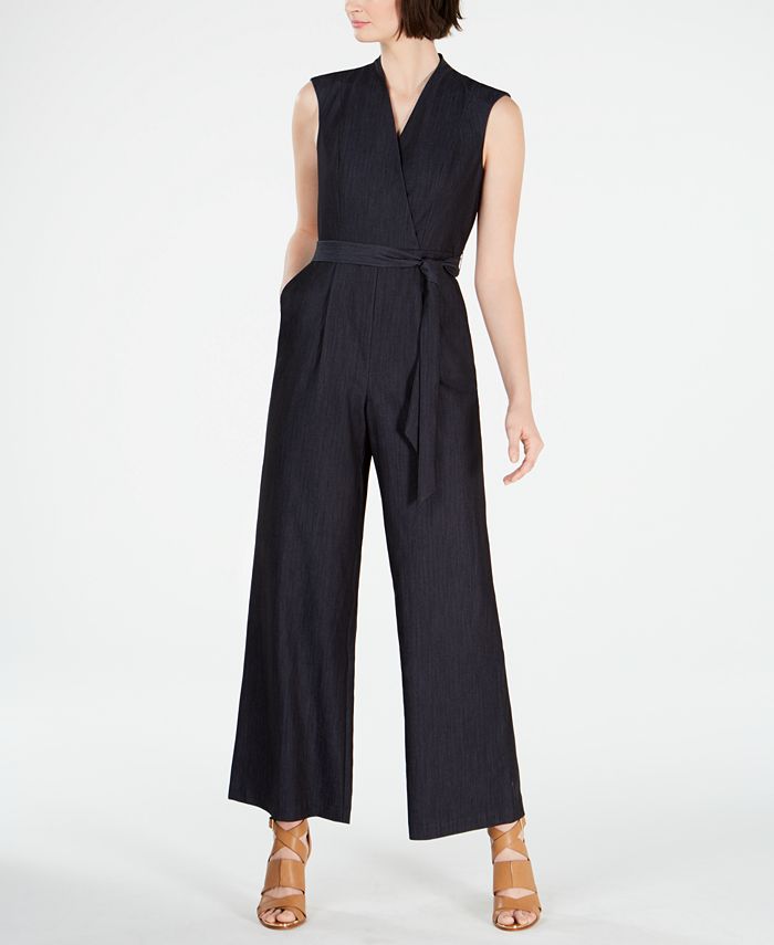 Calvin Klein Belted Denim Jumpsuit & Reviews - Pants & Capris - Women -  Macy's