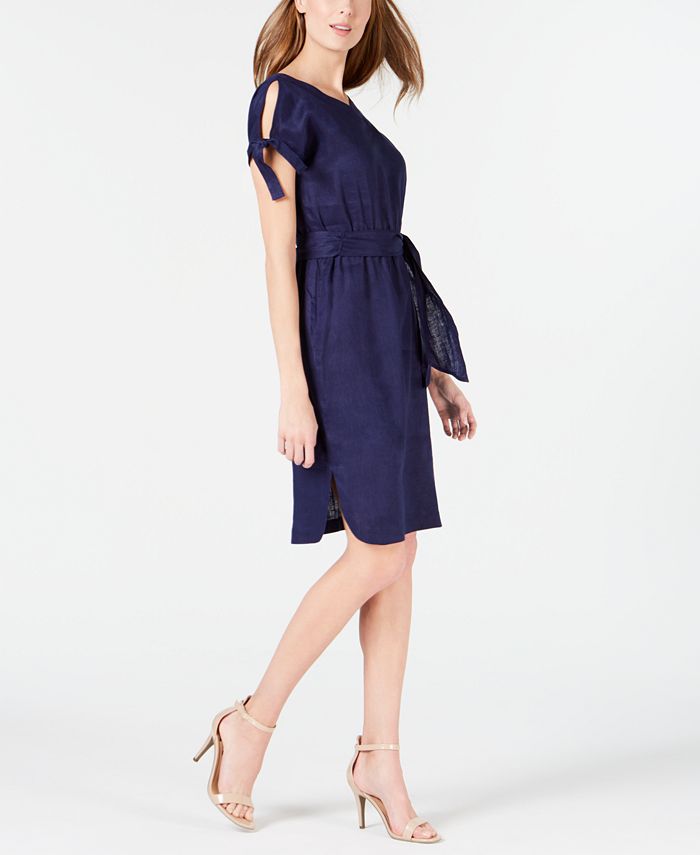Anne Klein Belted Cold-Shoulder Dress - Macy's