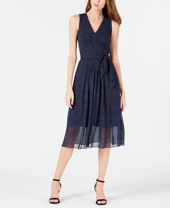 anne klein dot print midi dress