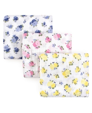 Luvable Friends Unisex Baby Muslin Swaddle Blankets, 3-pack, Floral, One Size