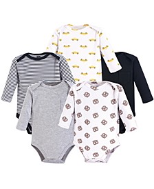 Baby Girls and Baby Boys Long Sleeve Bodysuits, 5-Pack 