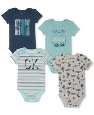 Calvin Klein Baby Boys 4-Pk. Striped & Printed Bodysuits - Macy's