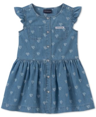 Calvin Klein - Baby Girls Printed Cotton Denim Dress