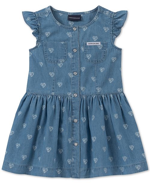 Calvin Klein Baby Girls Printed Cotton Denim Dress Reviews