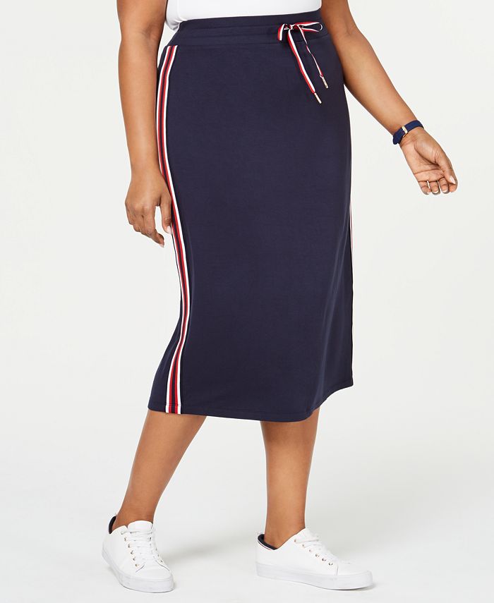 Tommy Hilfiger Plus Size Striped Drawstring Skirt, Created for Macy's ...