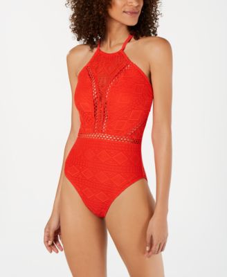 high neck halter one piece swimsuit