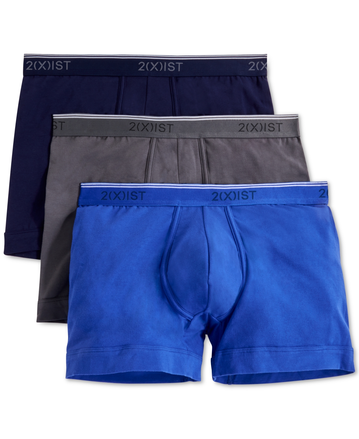 2(x)ist Men's Cotton Stretch Boxer Briefs 3-Pack - Blue/Grey/Navy