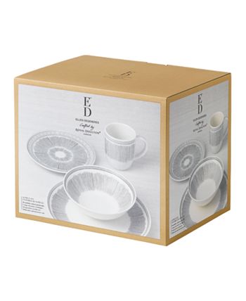 ED Ellen Degeneres Crafted by Royal Doulton Charcoal Grey Lines 16 Pc ...