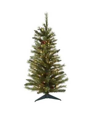 Nearly Natural 3-ft. Christmas Tree With Pine Cones And Clear Lights In Green