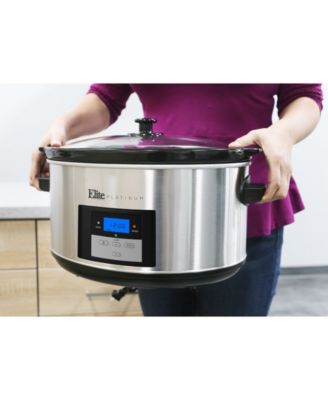 Elite Gourmet 8.5Qt Digital Programmable Jumbo XL Slow Cooker with Glass Lid, Adjustable Temperature Controls, Keep Warm Function