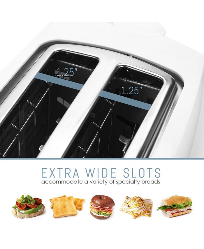 Elite Gourmet Elite Cuisine 4-Slice Long Slot Toaster, 6 Toast Settings,  Slide Out Crumb Tray, Extra Wide 1.5 Slots for Bagels - Macy's