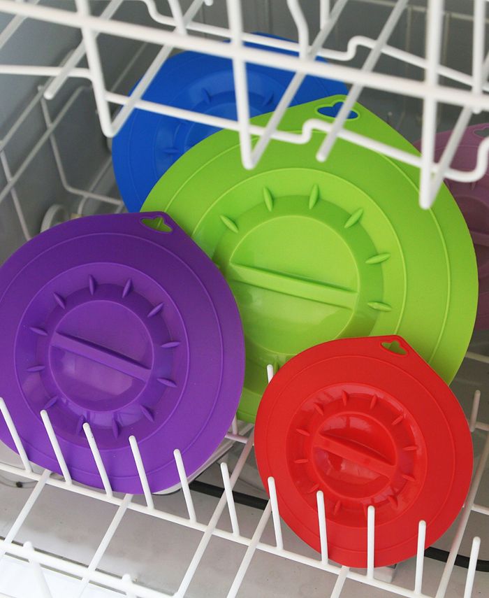 Elite Gourmet Elite Cuisine 7 Piece Colored Round Silicone Suction Lids