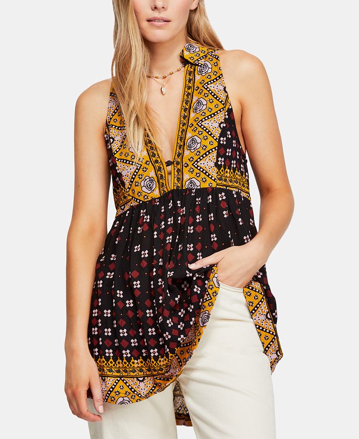 Free People Charlotte MixedPrint Racerback Fit & Flare Top Macy's