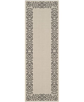 Courtyard CY1588 Sand and Black 8' x 11' Outdoor Area Rug