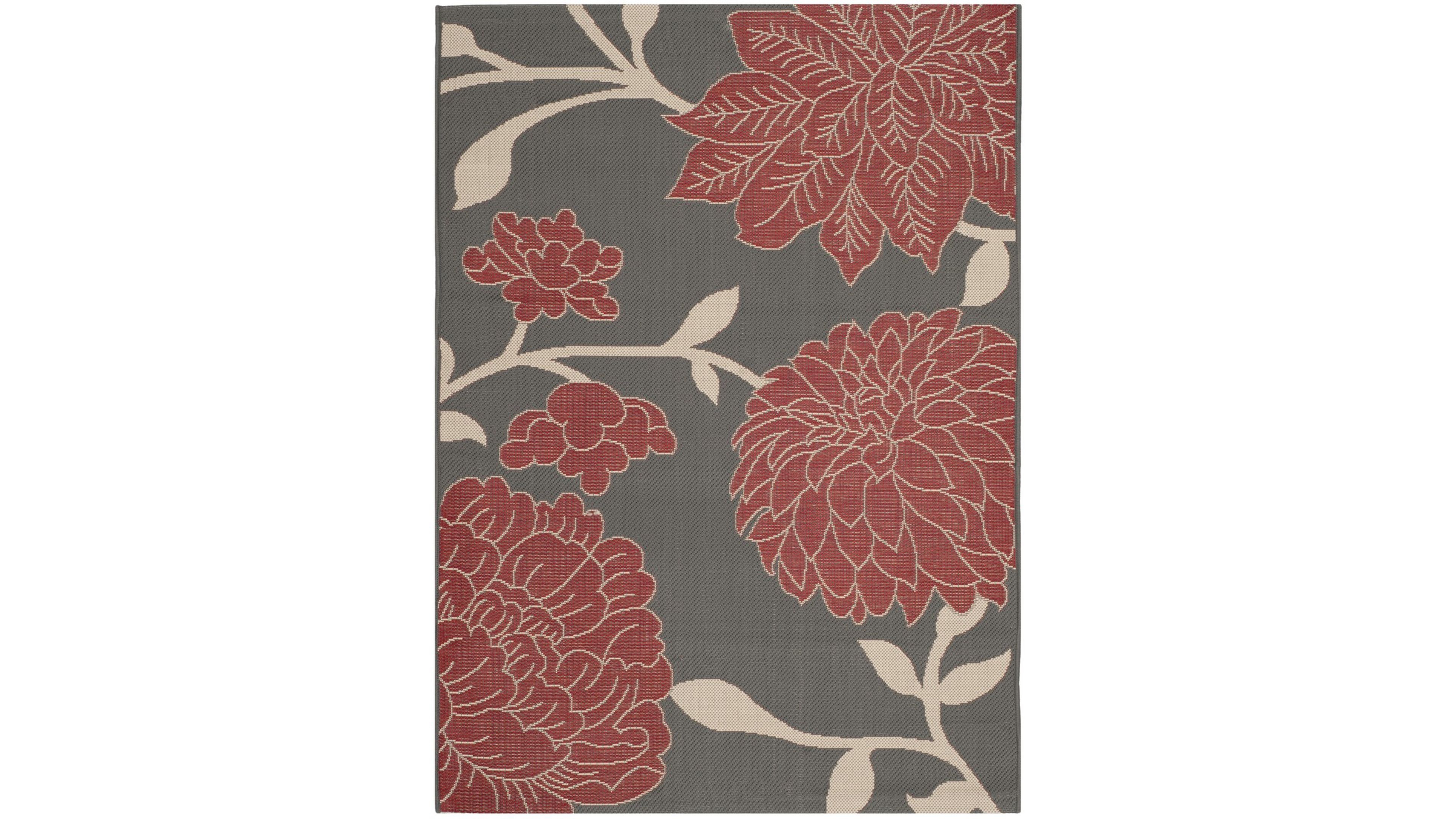 Safavieh Courtyard CY7321 Anthracite and Red 8' x 11' Sisal Weave Outdoor Area Rug