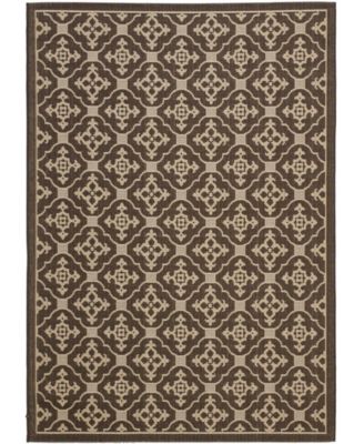 Courtyard CY6564 Chocolate and Cream 5'3" x 7'7" Outdoor Area Rug