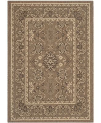 Courtyard CY6727 Brown and Creme 5'3" x 7'7" Sisal Weave Outdoor Area Rug