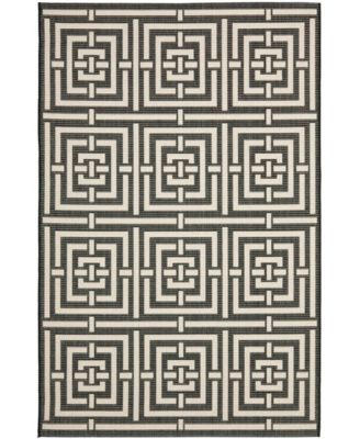 Courtyard CY6937 Black and Bone 8' x 11' Outdoor Area Rug