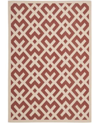 Courtyard CY6915 Red and Bone 8' x 11' Outdoor Area Rug