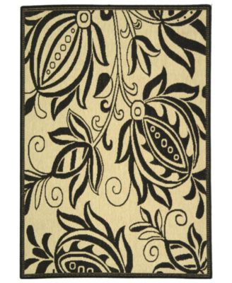 Courtyard CY2961 Sand and Black 5'3" x 7'7" Sisal Weave Outdoor Area Rug