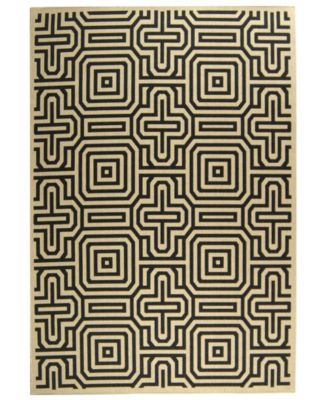 Courtyard CY2962 Sand and Black 5'3" x 7'7" Sisal Weave Outdoor Area Rug