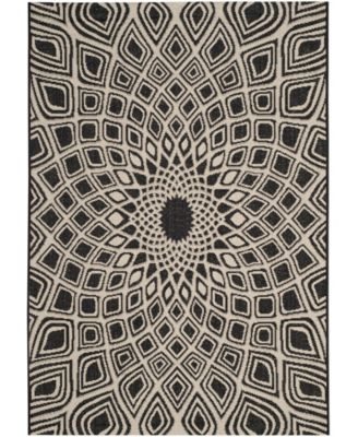 Courtyard CY6616 Black and Beige 5'3" x 7'7" Sisal Weave Outdoor Area Rug