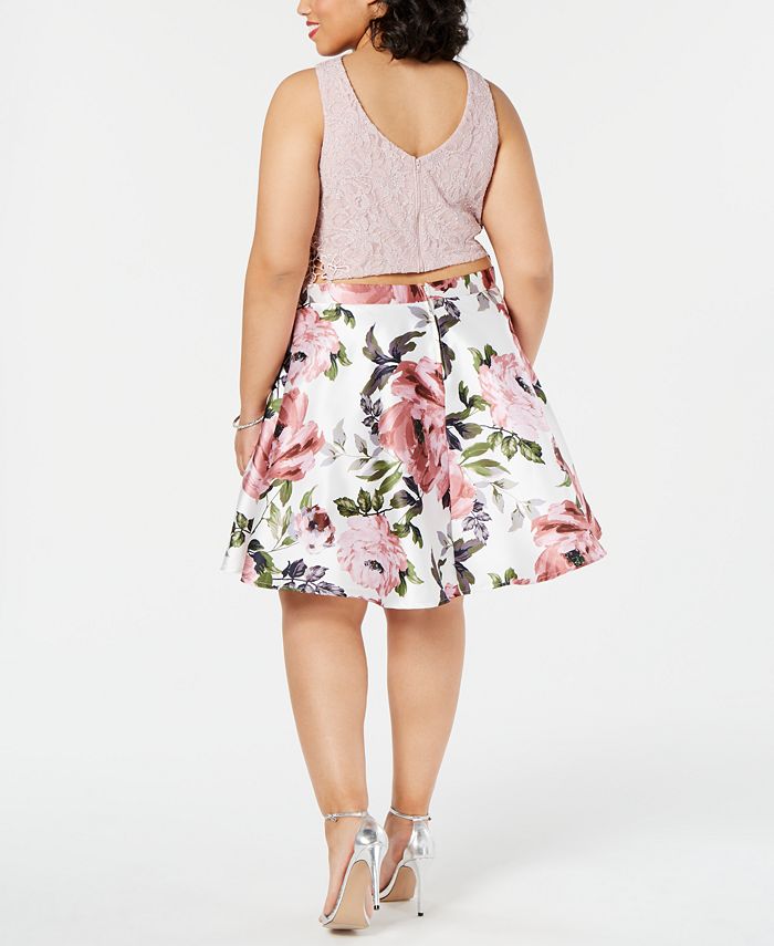 City Studios Junior's Trendy Plus Size Two-Piece Lace Dress - Macy's