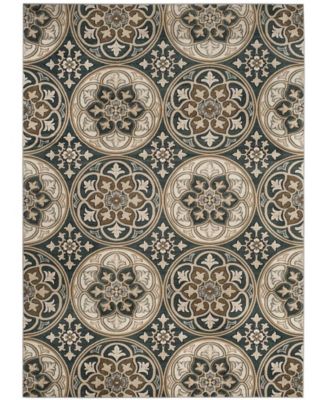 Lyndhurst LNH341 Slate Blue and Beige 8' x 11' Area Rug