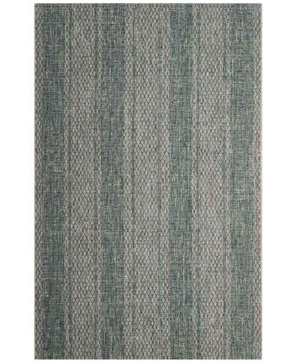 Safavieh Courtyard Light Gray and Teal 8' x 11' Sisal Weave Outdoor Area Rug - Light Gray