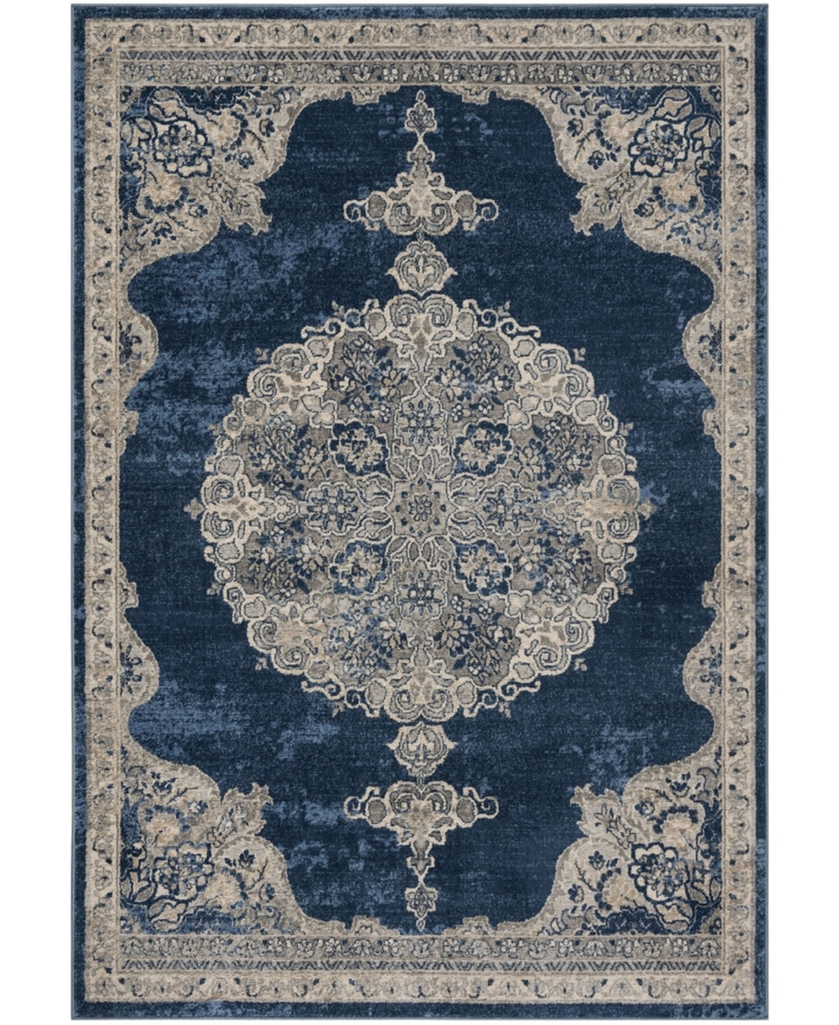 Safavieh Brentwood BNT867and Light Gray Area Rug - Navy