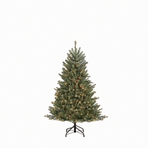 Puleo International 4.5 Ft. Pre-lit Franklin Fir Artificial Christmas Tree With 250 Clear Ul Listed Lights In Green