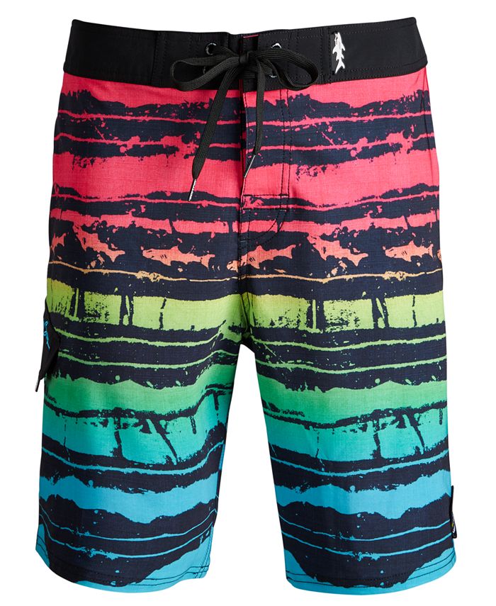 Maui and Sons Men's OMG Stretch Colorblocked Stripe Board Shorts - Macy's
