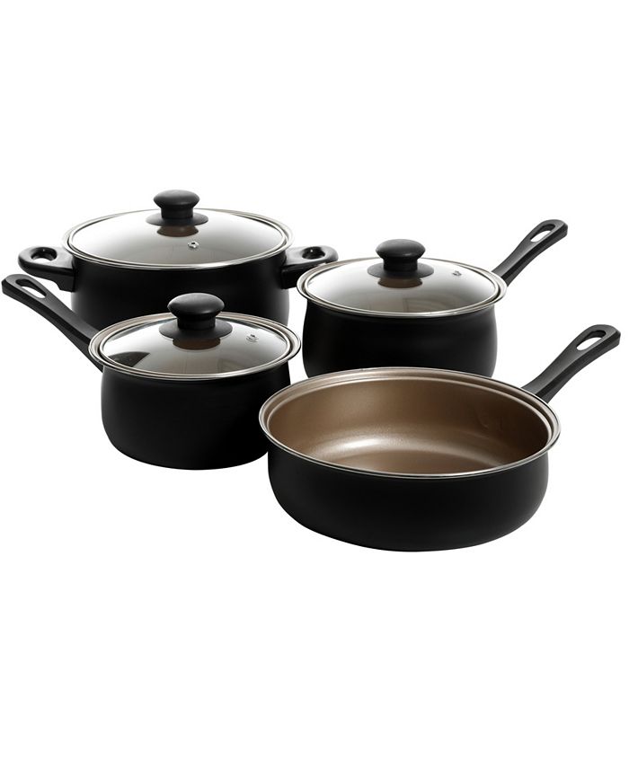 Gibson 7 Piece Chef Du Jour Carbon Steel Nonstick Cooking Pots And