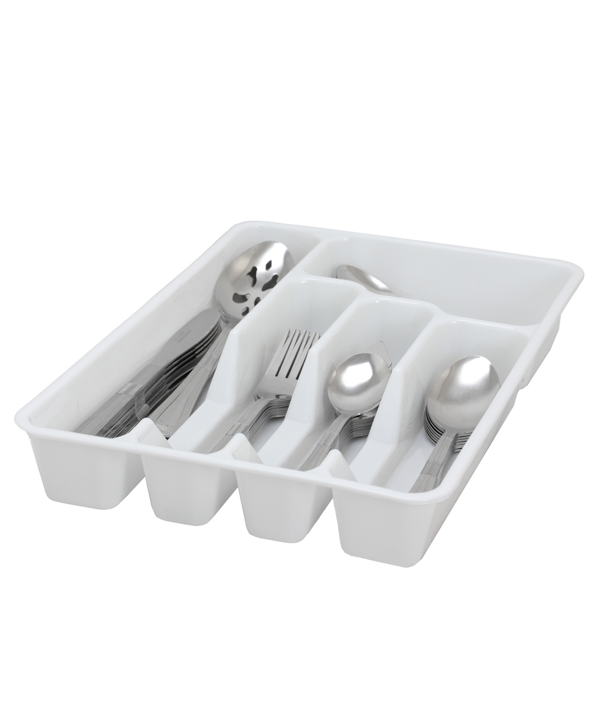 Basic Living Aston 45 Piece Flatware Set with Plastic Tray - Silver-Tone