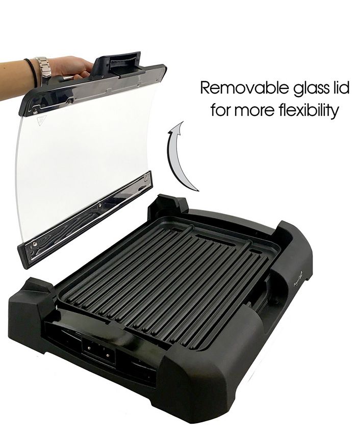 MegaChef Reversible Indoor Grill and Griddle with Removable Glass Lid
