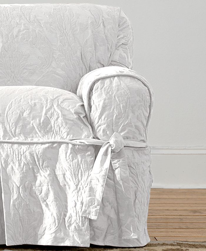 Sure Fit Matelasse Damask 1 Piece Chair, Matelasse Damask Dining Room Chair Slipcover