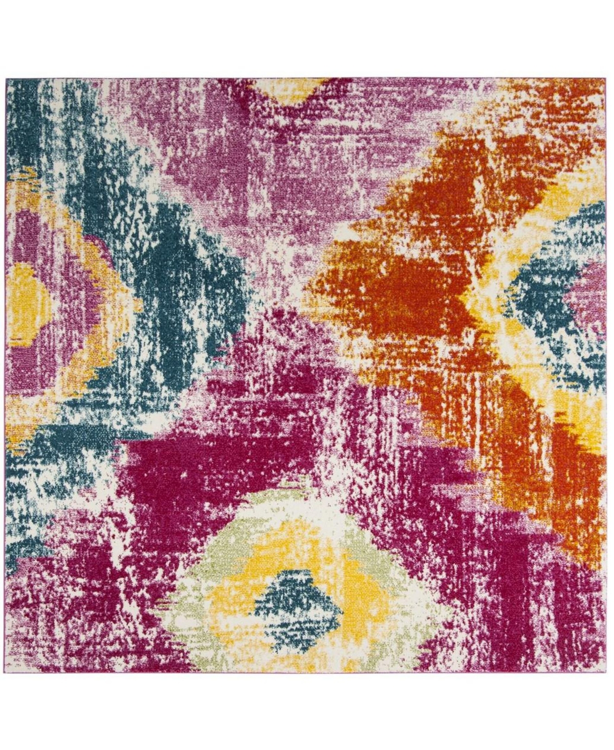 Safavieh Watercolor WTC699and Orange x Area Rug - Fuchsia