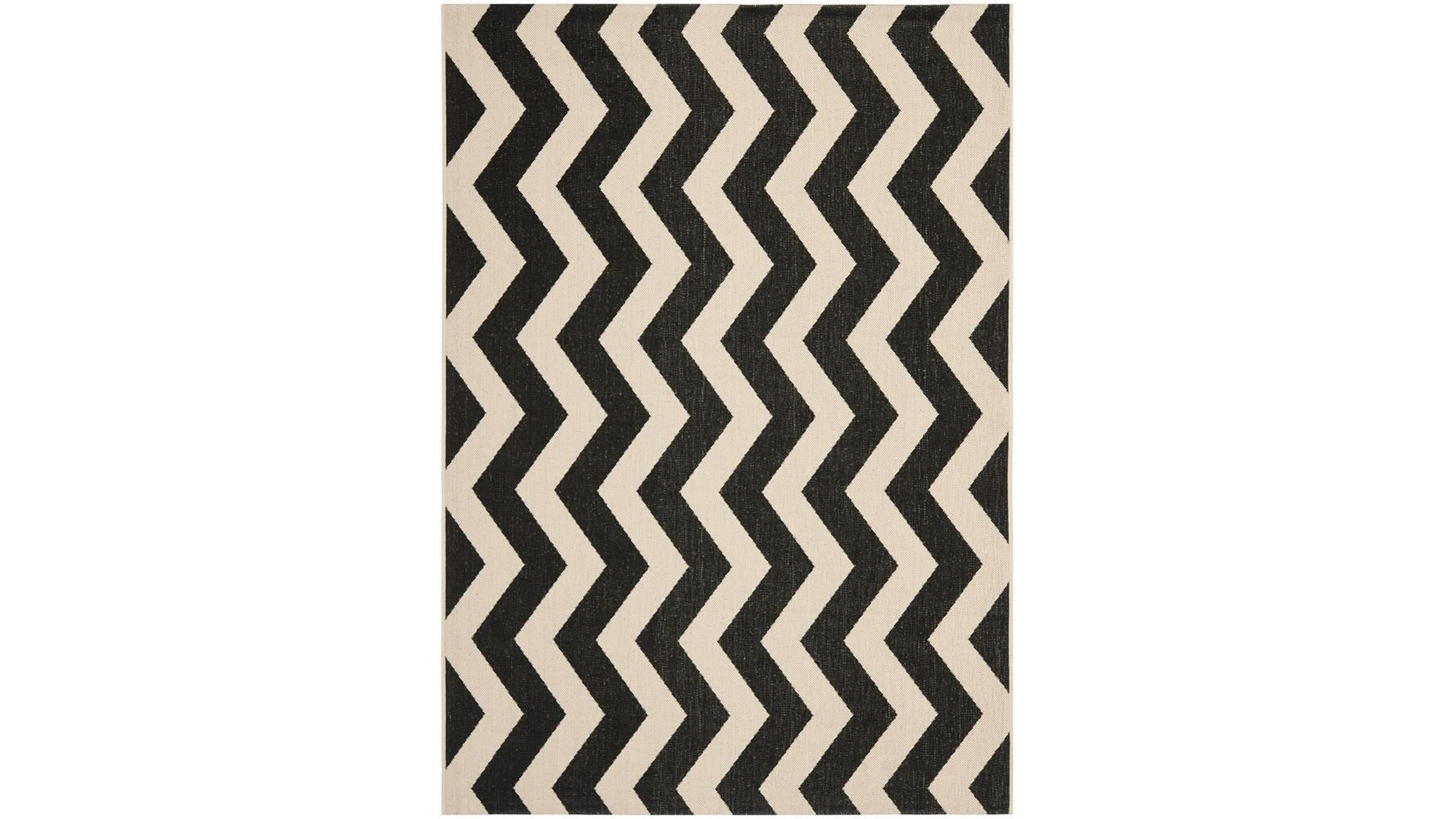 Safavieh Courtyard CY6245 Black and Beige 5'3" x 7'7" Sisal Weave Outdoor Area Rug