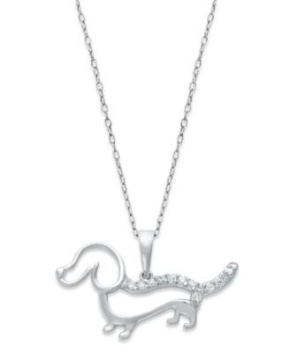 Diamond Dachshund Pendant Necklace in Sterling Silver 1 10 ct. t.w. Macy s