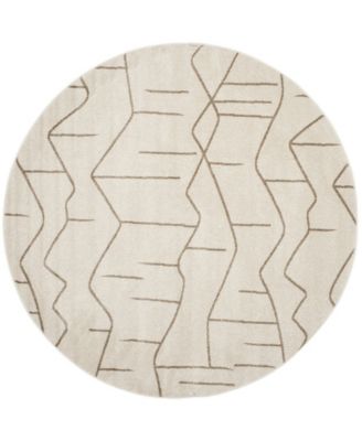 Amherst Ivory and Gray 7' x 7' Round Outdoor Area Rug