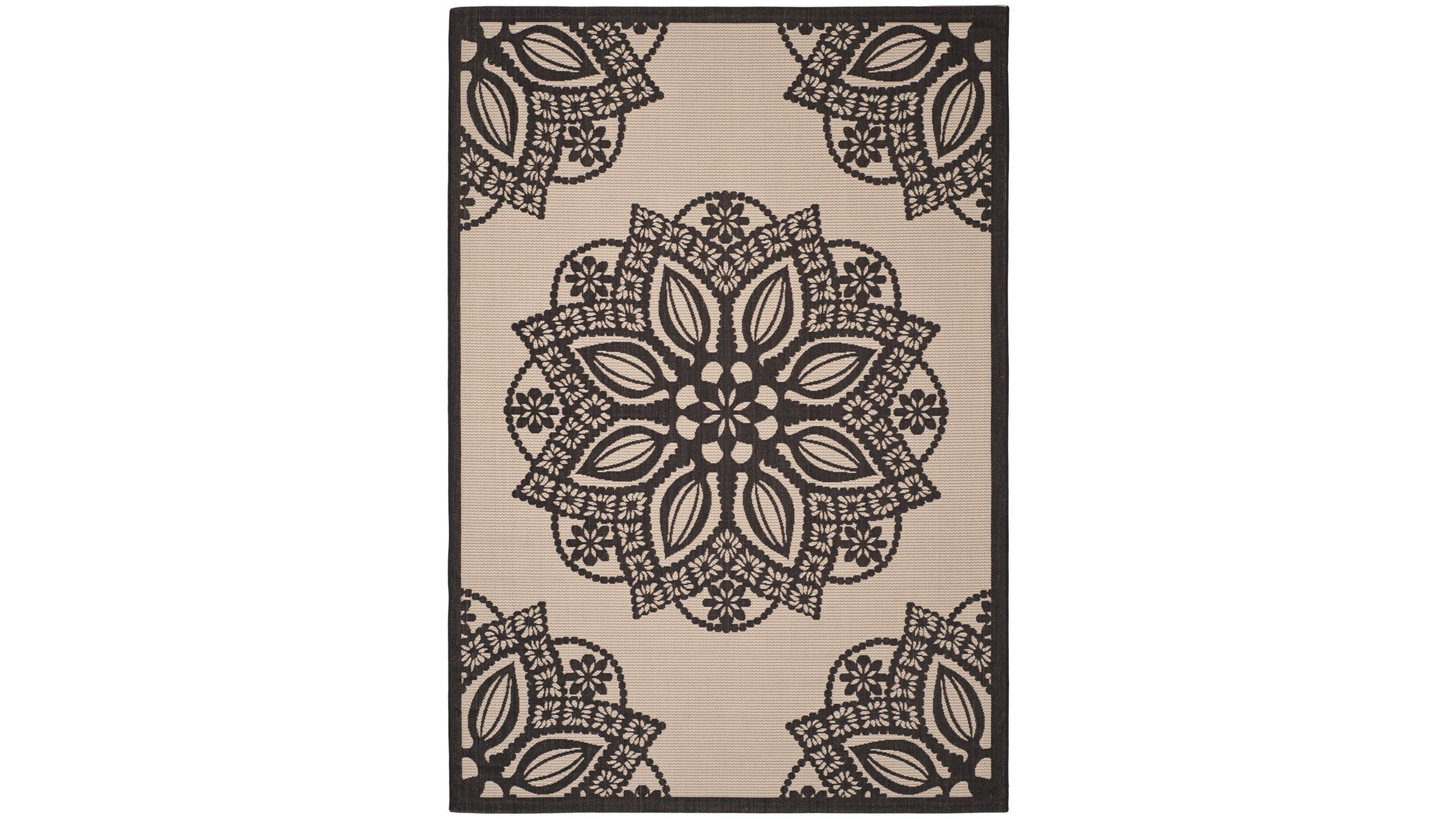 Safavieh Courtyard CY6139 Beige and Black 8' x 11' Sisal Weave Outdoor Area Rug