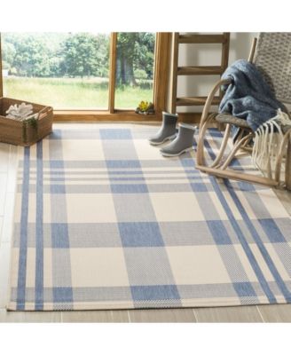 Courtyard CY6201 Beige and Blue 5'3" x 7'7" Outdoor Area Rug