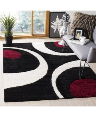 Florida Shag SG474 Black and Ivory 5'3" x 7'6" Area Rug
